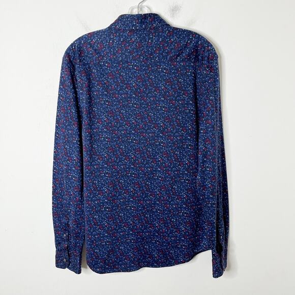 Banana Republic Men's Button Up Shirt M Blue Floral Long Sleeve Performance Knit - Picture 5 of 8